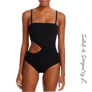 Solid & Striped The Cameron Ribbed Cutout One Piece Swimsuit Black L